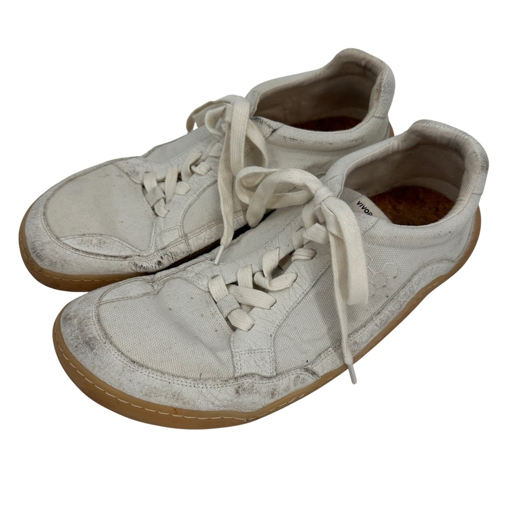 Vivobarefoot x Revivo Mens M46 Off White Canvas Barefoot Sneakers Minimalist